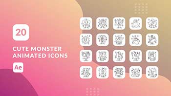 Cute Monster Animated Icons After Effects-39986739