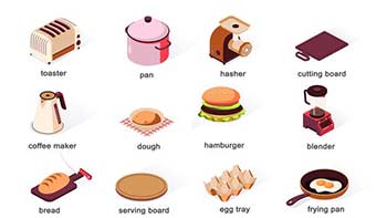 Kitchen items-Isometric Icons-39989342