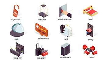 Hotel-Isometric Icons-40003350