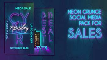 Neon Grunge Social Media Pack for Sales-40755791