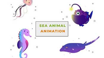 Aquatic Sea Animals Animation Scene-42854739