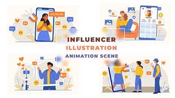 Influencer Illustration Animation Scene-42927289