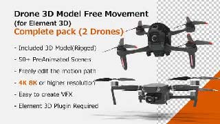 Drone 3D Model Free Movement  Complete Pack