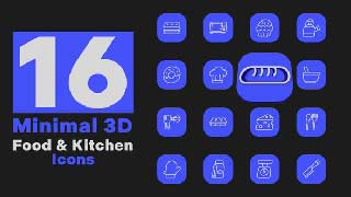 Minimal 3D-Food Kitchen Icons