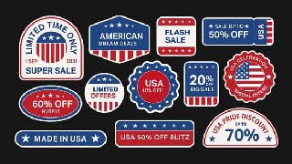 Animated American Stickers Set-53263901