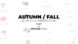 Autumn  Fall-Set of 16 Animated Icons Flat or Outline style-54073663