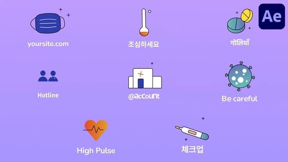 Medicine Disease Icons And Titles for After Effects