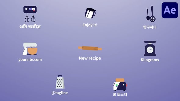 Cooking Icons And Titles for After Effects
