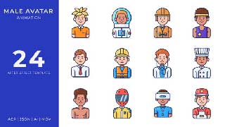 Male Avatar Animated Icons After Effects