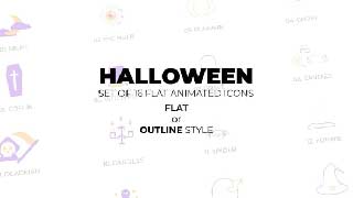 Halloween-Set of 16 Animated Icons Flat or Outline style