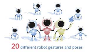 20 robot character animations with different gestures and poses-54702830