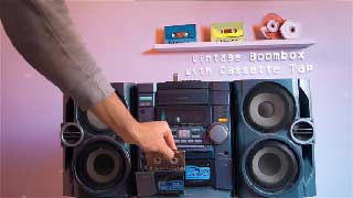 Vintage Boombox with Cassette Tape-56108345