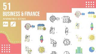 51 Business Finance animated icons pack After Effects Template Lottie Animation