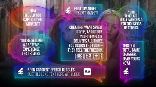 Neon Gradient Speech Bubbles – Animated Chat Dialog Text Message Pack-58404656