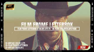 Film Frame Letterbox Color LUTs FX – 4K Film Look Overlays Pack-58423728