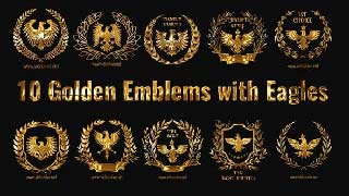 10 Golden Emblems with Eagles-58930787
