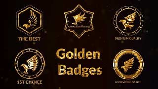 5 Golden Badges with Birds-59096012