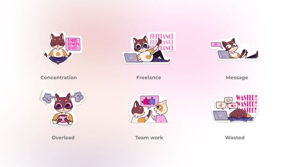 Work Flow Cat Stickers-Stone Pictures Concepts-49001012