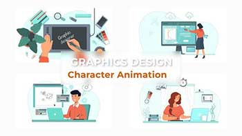 Graphic Designer Character Animation Scene Pack-37070693