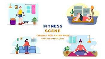 Daily Exercise Animation Scene Character-38960222