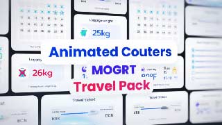 Travel Counters Pack Mogrt  Luggage Weight Weather Booking Calendar Route Progress Checklist UI-62205235